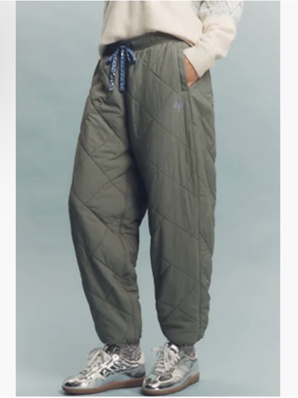 Anthropologie Daily Practice Quilted Olive Green Packable Joggers Small NWOT $14